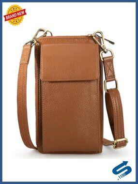 Leather Crossbody Bag with RFID Blocking & Anti-Theft Strap